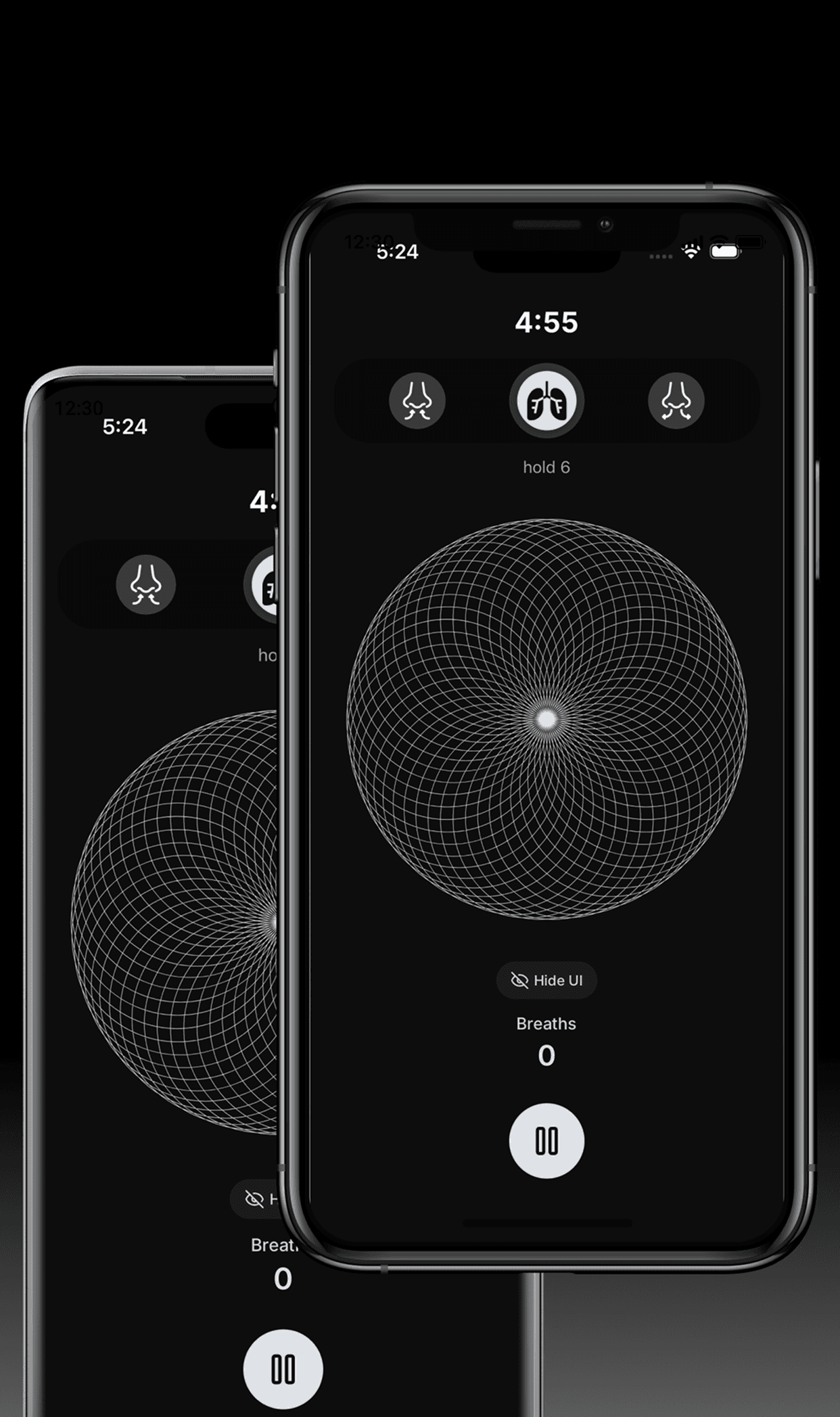 Guided breathing session with animated visual circle